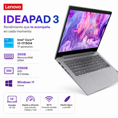 Lenovo IdeaPad 3 Core i3-1115G4 20GB RAM 256GB SSD Win11 (Reacondicionado)