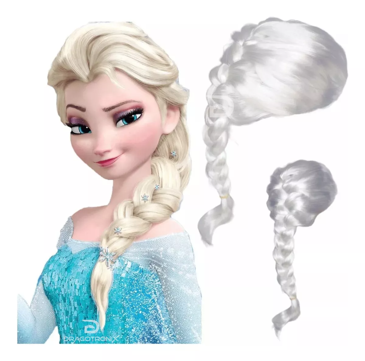 Bella Peluca 60cm Elsa Frozen 2 Blanca Realista Disfraz Gama Alta Accesorio