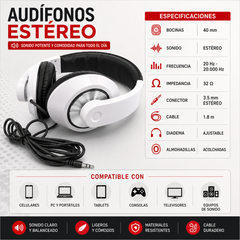 Audífonos Gaming Diadema Estéreo Cable 1.8m Extra Bass