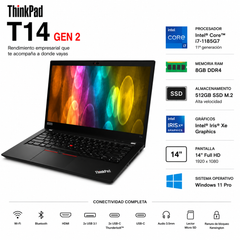 Lenovo ThinkPad T14 Core i7-1185G7 8GB RAM 512GB SSD (Reacondicionado)
