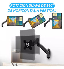 Soporte Pared Monitor Resorte De Gas Montaje Giratorio Vesa 14-32''