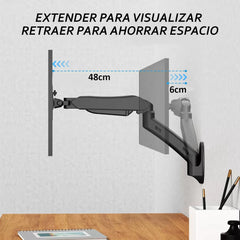 Soporte Pared Monitor Resorte De Gas Montaje Giratorio Vesa 14-32''