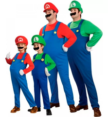 Combo Mario Bross O Luigi / Adulto O Niño / Gorra + Mostacho Halloween Accesorio Disfraz