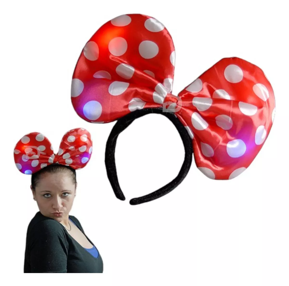 Accesorio Minnie Mouse Diadema Luz Led 3 Modos Disfraz Fiesta Halloween