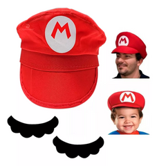 Combo Mario Bross O Luigi / Adulto O Niño / Gorra + Mostacho Halloween Accesorio Disfraz