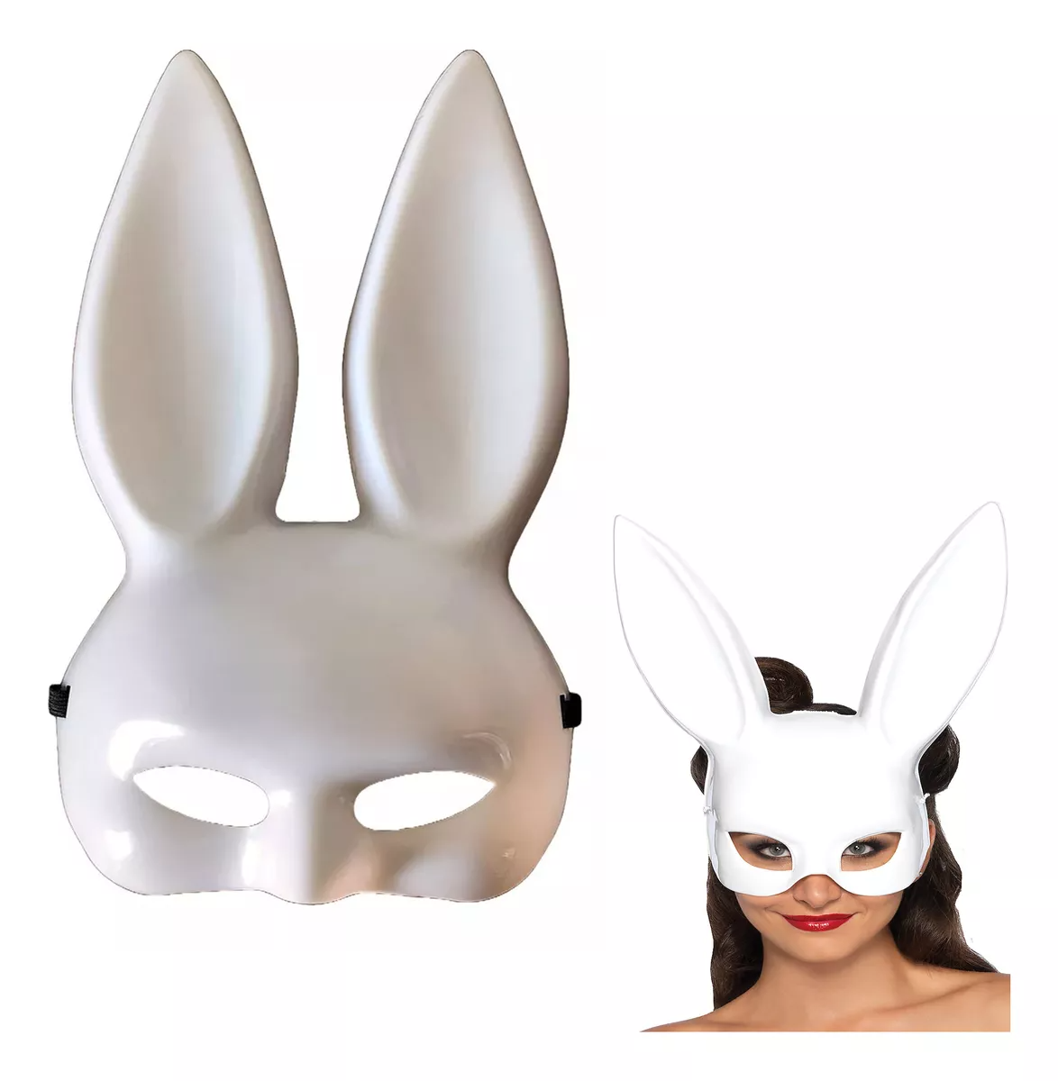 Antifaz Halloween Accesorio Disfraz Conejo Blanco Unisex Fiestas Temáticas