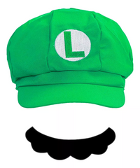 Combo Mario Bross O Luigi / Adulto O Niño / Gorra + Mostacho Halloween Accesorio Disfraz