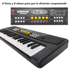 Gran Teclado 37 Teclas  Organeta Piano Graba Pistas Infantil
